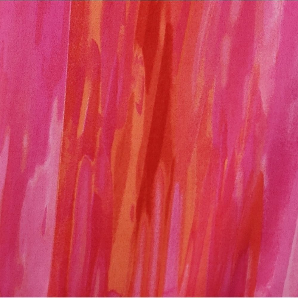 Natori Red Pink Watercolor Ruched Sheath Dress V-Neck Sleeveless Cocktail Small - Picture 4 of 10
